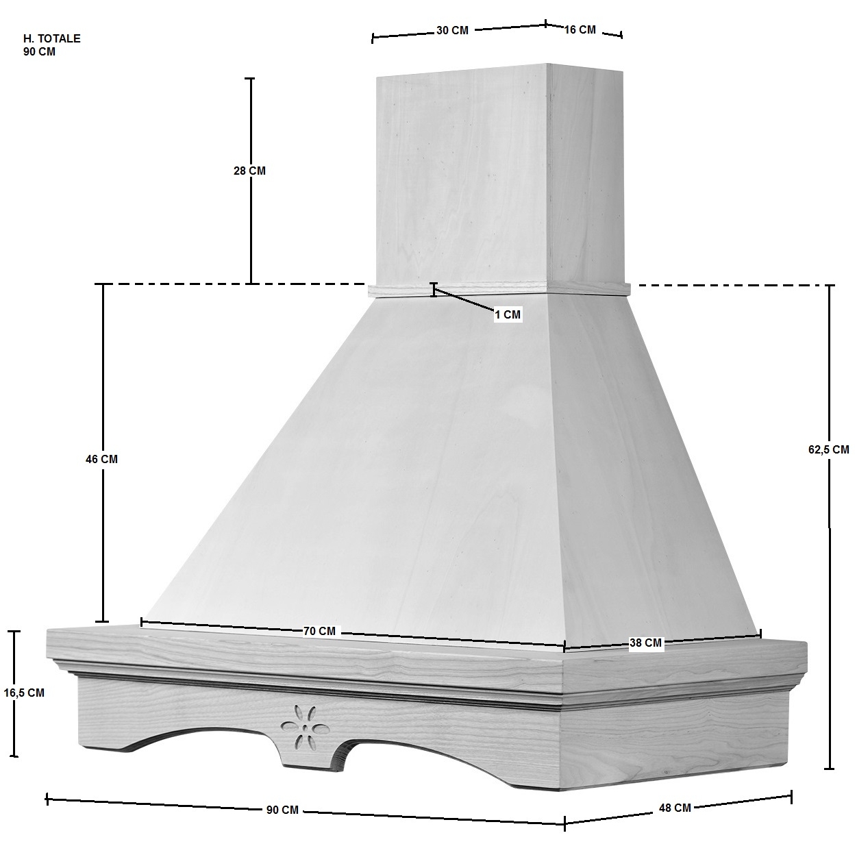 AGNY 90 kitchen hood natural ash white cone faber Inka motor